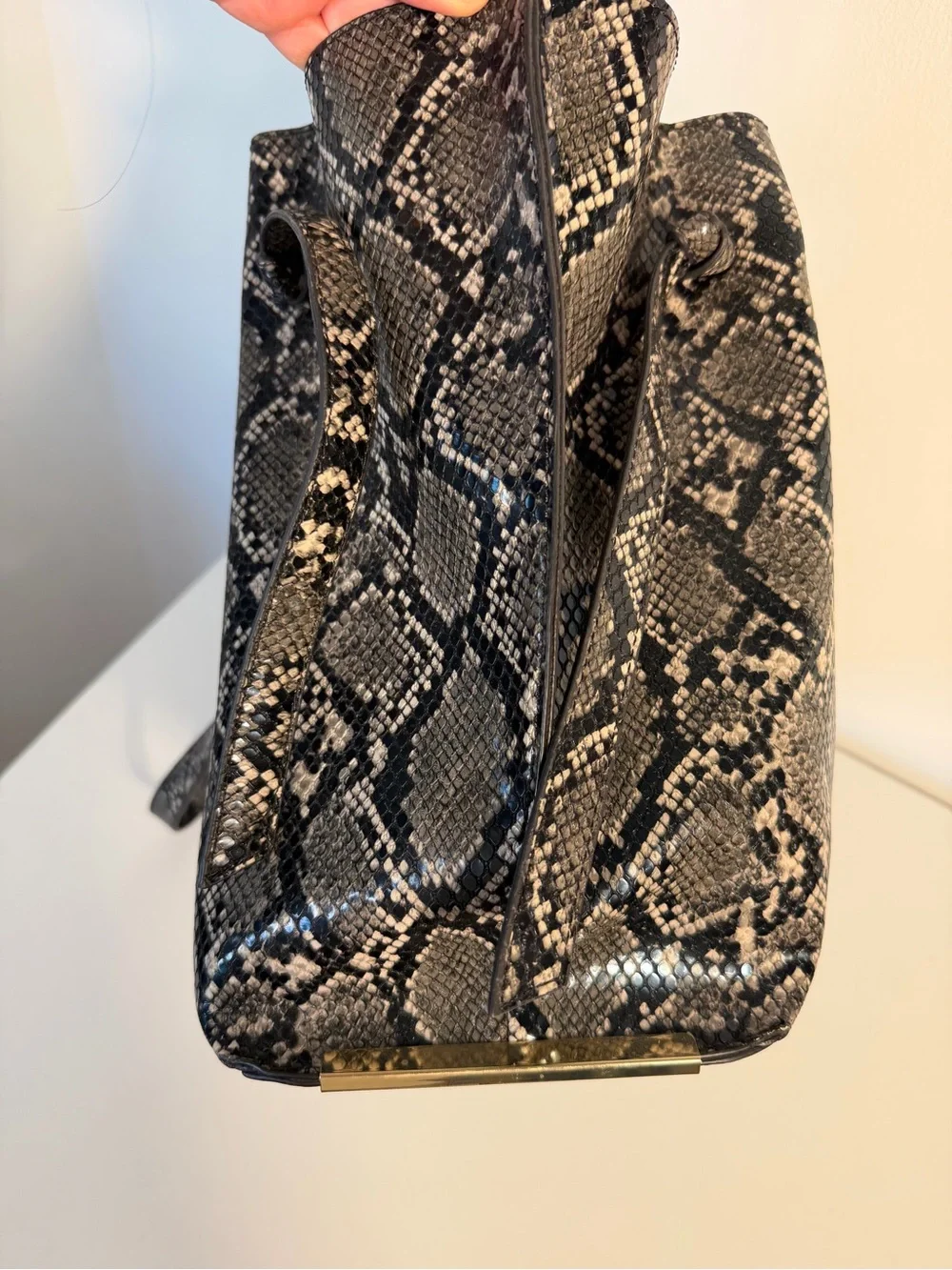 Gianni Bini Snake-Print Black Tote Bag + Pouch included snakeskin oversized bag